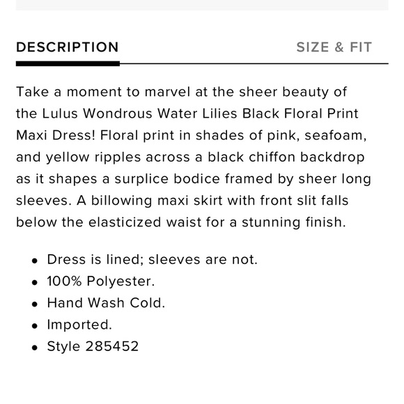 NWT Lulus Wondrous Water Lilies Black Floral Print Maxi Dress - Picture 7 of 7